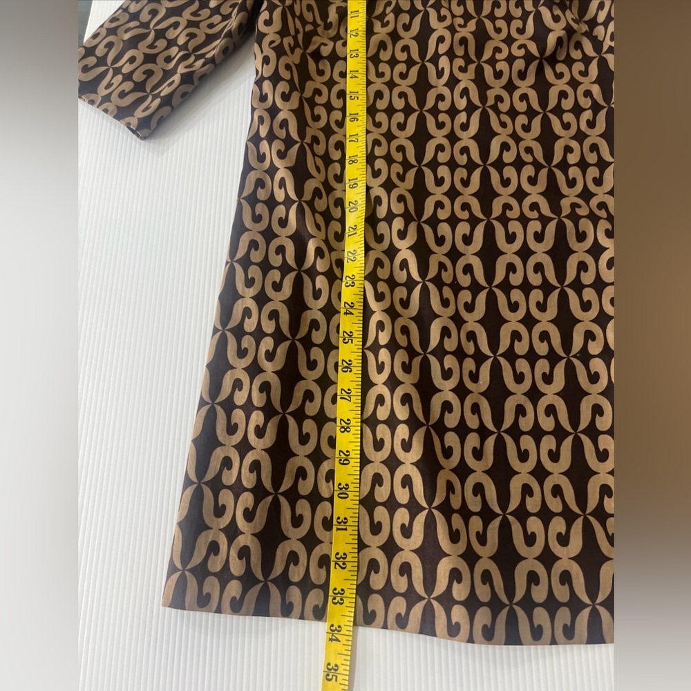 Milly of New York Brown Silk Trim Embellished Neck Dress Sz 8 Statement - Picture 14 of 16